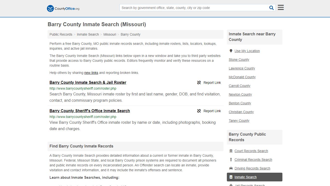 Inmate Search - Barry County, MO (Inmate Rosters & Locators)